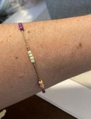 Colorful beaded anklet gold tone