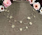 NY Collection silver ring and disk links necklace