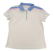 NEW Lady Hagen Women's Quarter Zip Golf Polo Tee Shoulder Stripes Birch Size XL