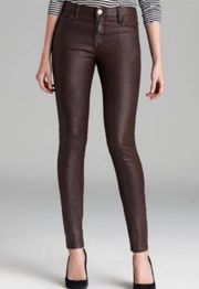 Current/Elliott Brown Wax Coated Skinny Jeans Low Rise 27