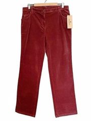 NWT Woolrich Stretch Corduroy Pants Rust Brick Red Straight Leg Women’s Size 14