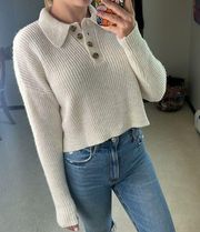 Elodie: Cream Collared Button Sweater