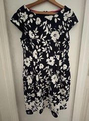 Eliza J dark blue and white floral dress size 12p. Wedding Guest perfect.