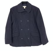 J. CREW Women's Size Small Navy Coat Double Breasted Front Pocket Collared Wool
