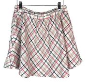 Joie Skirt Women Medium Plaid Mini Linen Swing Back Zipper Pockets Y2K 90's