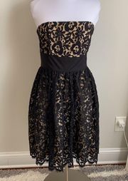 Milly of New York Black Strapless Lace Dress