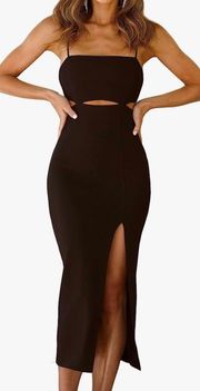 Black Midi Cut-out Dress