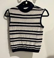 St. John Collection blue-and-white striped knit sleeveless top size P/US XS