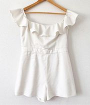 Jay Godfrey White Bianca Bridal Off the Shoulder Ruffle Party Romper