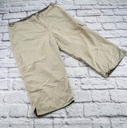 Columbia Outdoor Cargo Capri Pants Women's Large Tan High Rise Stretch