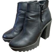 Black Chunky Platform Heel Ankle Boots