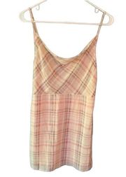 Etophe Studios Mini Dress Beige Plaid Sleeveless Cowl