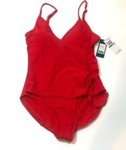 RACHEL ROY Ruffle Side One Piece Swimsuit Red