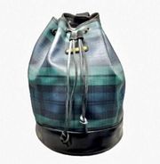 RALPH LAUREN Black Watch Plaid Drawstring Backpack Sling Messenger Bag Vintage