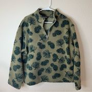 Woolrich 15476 green pine cones fleece 1/4 zipper pullover sweater L