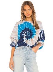 AGOLDE Blue Balloon Sleeve Tie Dye Sweatshirt Size Large $158