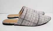 Qupid Grey Houndstooth Plaid Slide Slipper with Pointed Toe Size 6.5