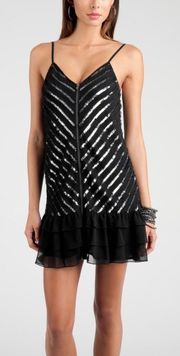 Sequin Frilly Tiered Ruffle Flounce Dress