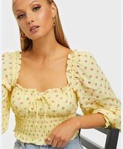 Faithful The Brand S Ella Yellow Pink Floral Crop Top