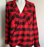 MICHAEL Michael Kors wrap Buffalo check blouse