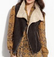 Hinge Moto Sherpa Faux Suede Vest