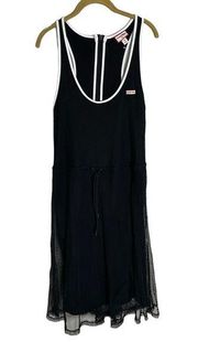 Hunter for Target Black Netted Drawstring Tie Dress Medium Maxi Midi