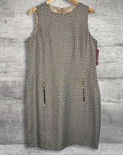 9&CO NEW Sleeveless Tweed Sheath Dress Womens 16 Plus Tan Black Business Career