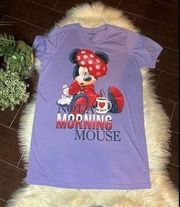 Disney Lavender “Not a morning mouse” long t shirt dress sz OSFM