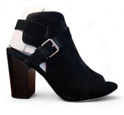 Paige Mimi Black Suede Block Heel Bootie Sandal Women's Size 10.5