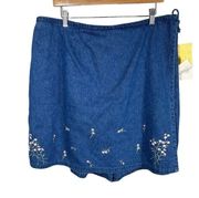 Denim & Co by QVC Embroidered Blue Denim Skort Size 2X