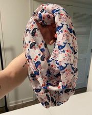 NWOT | red, white, & blue whale with fireworks infinity scarf