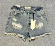 Banjara Womens Shorts Size 5/27 Distressed High Rise Loose Fit Light Wash NEW