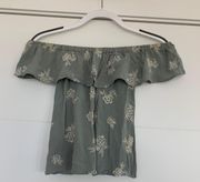 Sage Green Off The Shoulder Floral Top