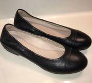 Dansko Women’s Lisanne Black Leather Round Toe Hidden Platform Heel Ballet Flats