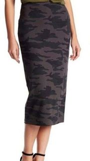 SANCTUARY Trendy Camouflage Print Stretch Ponte Knit Bodycon Pencil Skirt