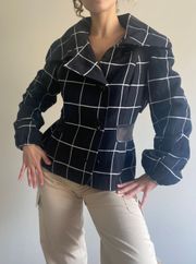 Black Grid Print Jacket