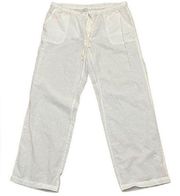 Liz Claiborne Linen Cotton Pants Pockets Elastic Mid Rise Drawstring Women Large