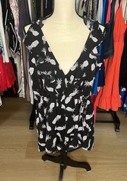 Black & white Pineapple print romper, size medium