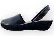 Kenneth Cole Reaction Fine Glass black faux leather sling back lug sole wedge he