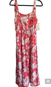 Social Standard by Sanctuary Salmon White Floral Tiered Sundress Size Medium