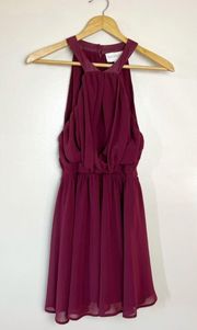 SALE! Burgundy  the Label Ruched Halter Dress Size S Like New