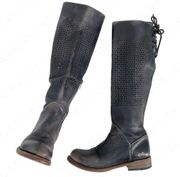 Bed|Stu Cambridge Boots Black Gray Cutout Perforated Tall Boho Shoes Size 7.5