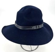 Rag & Bone women’s Wide Brim Wool Fedora wide Brim Hat Navy Blue Boho