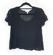 Delia's Black Lace Sleeve Crop Top XS