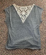 Gray Top With Lace Back