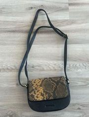 Burkely Black Snakeskin Leather Shoulder Bag