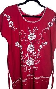 Unbranded Red Cover-up Tunic Embroidery, American American red Size M/L