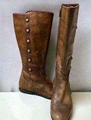 BORN Women's Sage Riding Boots, Brown Leather, Studded/Button Detail, 9 1/2 M