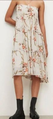 All Saints Ellie Dorado Smocked Tube Midi Convertible Skirt Dress Size 8 Floral