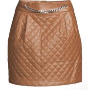 NWT  Women's Callum Quilted Faux Leather Mini Skirt Size Small